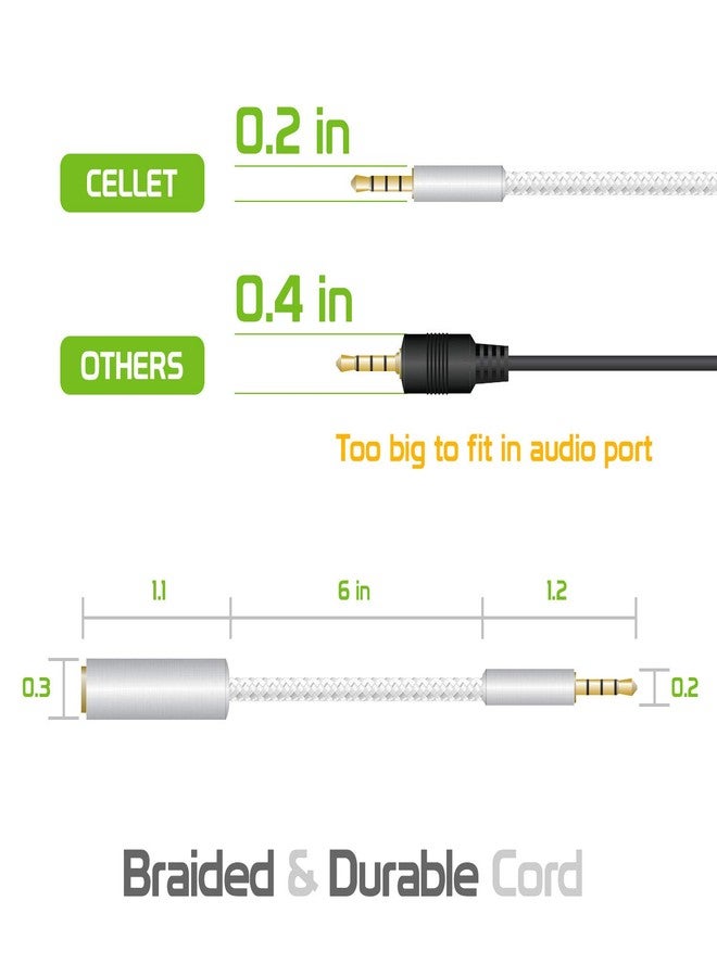 Cellet Gold Plated 3.5mm TRRS Male to Female Audio Adapter for Mobile Credit Card Reader, Square, Headphones, Audio Aux, 6 Inch (White) - Image 5