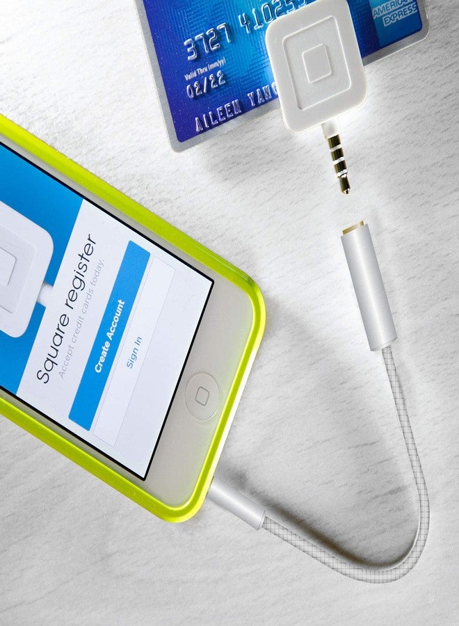 Cellet Gold Plated 3.5mm TRRS Male to Female Audio Adapter for Mobile Credit Card Reader, Square, Headphones, Audio Aux, 6 Inch (White) - Image 2