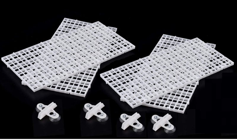 SANSEFERO Premier Plants Aquarium White Divider 4 Pcs With 4 Pcs Grid Divider/Aquarium Fish Tray Egg Crate/Turtle Climber/Bottom Filter Isolation Board (White) - Image 1