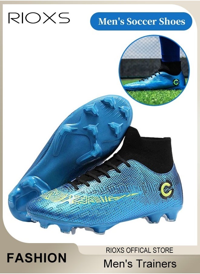 RIOXS Men's Track Trainers,Cleats Soccer Shoes For Men,Professional Competition Football Boots,Football Turf Soccer Shoes,Outdoor Non-Slip Sneakers For Teens Youth Adults,Athletic Sneaker Shoes For Racing Running Jumping Training, Mens Athlesiure Trainers  - Image 1