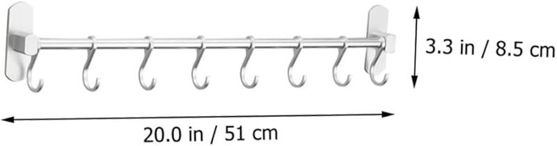 Wall Mounted Kitchen Hanging Rod With Movable Hooks Storage Rack For Pots Pans Utensils - Image 3