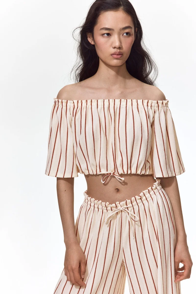 H&M Crinkled off-the-shoulder top