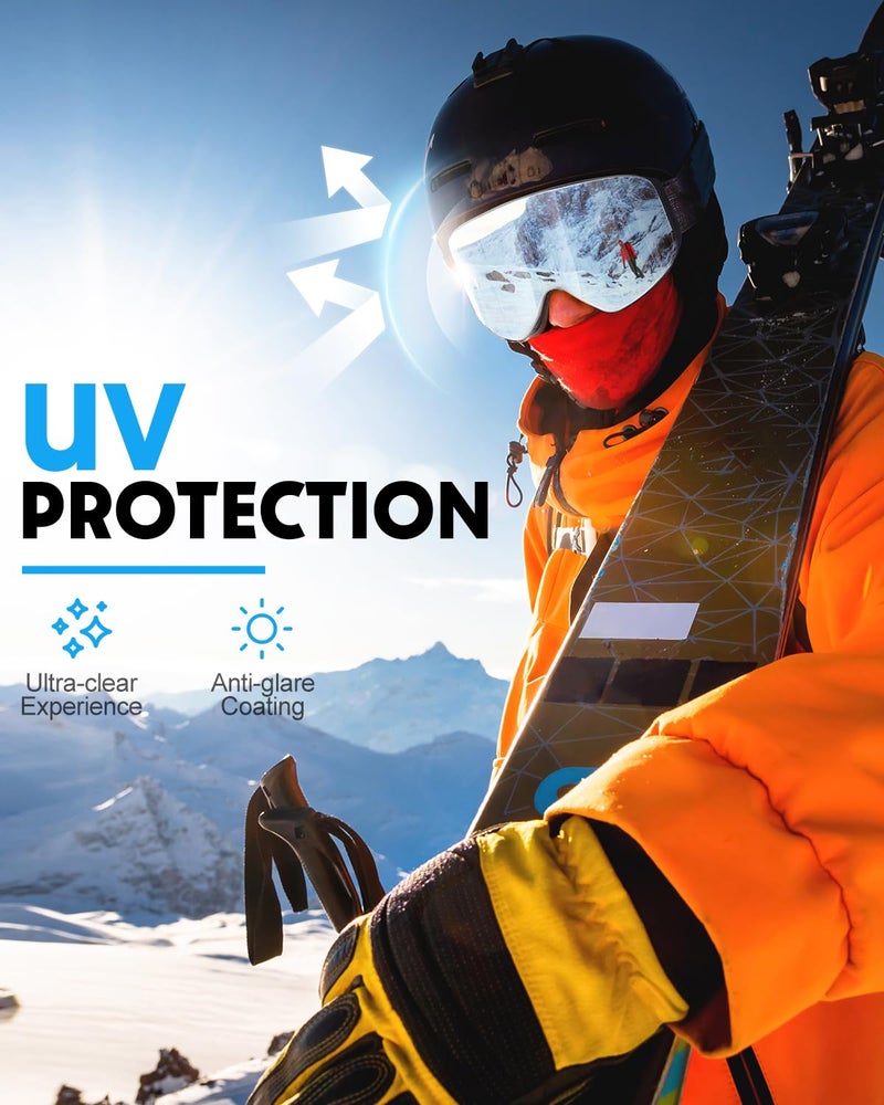 Snowalva Ski Goggles, Snowboard Goggles with 2 UV400 Anti-Fog Detachable Magnet Lenses for Men & Women Adult - Image 3