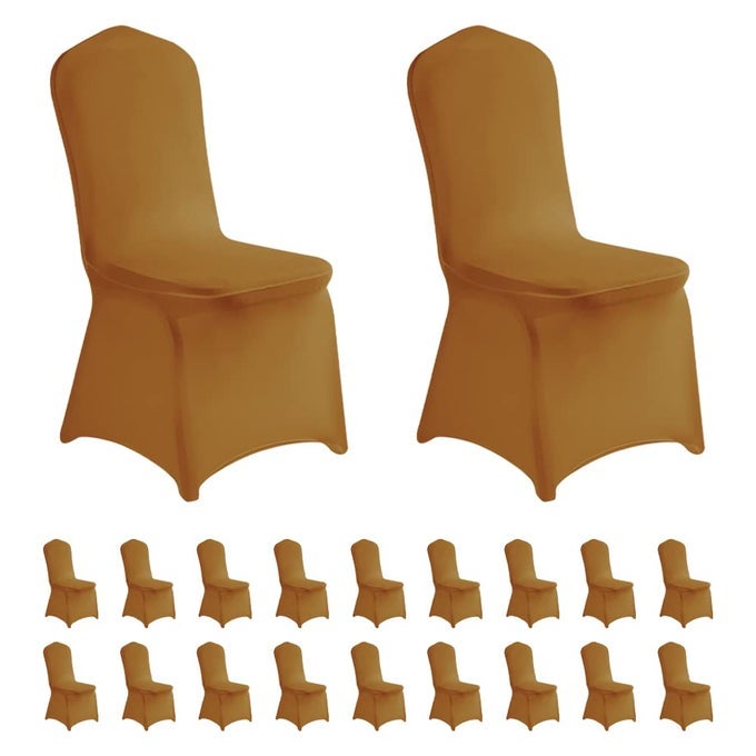 20pcs Spandex Chair Cover Stretch Slipcovers for Wedding Party Dining Banquet Chair Decoration Covers Gold 20