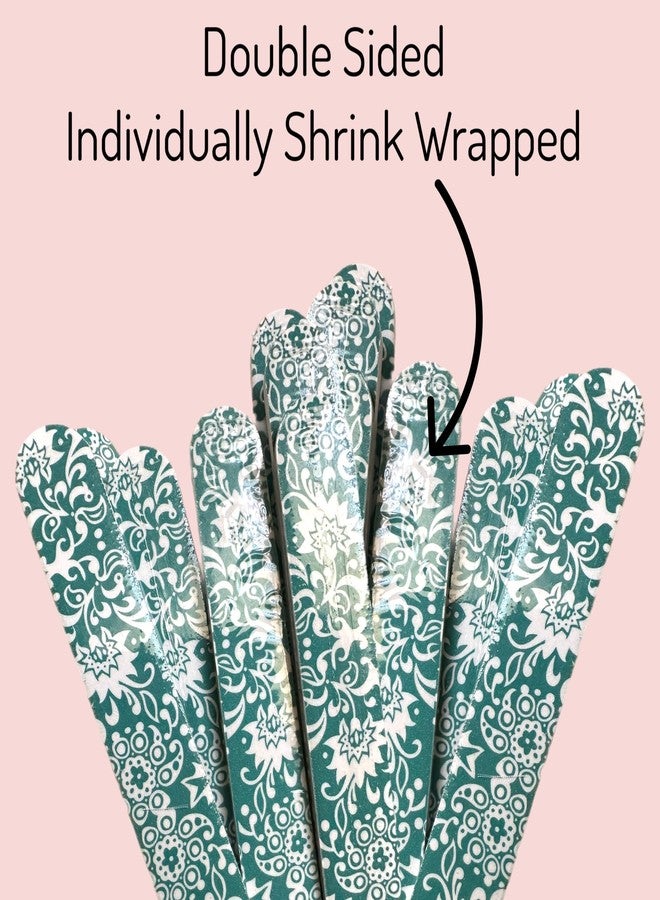 ALAZCO Set of 12 Dual-Sided Nail File Emery Board Heavy Medium Grit Cushioned Washable Easy Grip Comfortable Filing Smoothing Finishing Nails 6.5” Travel TSA Approved (Green Floral) - Image 4