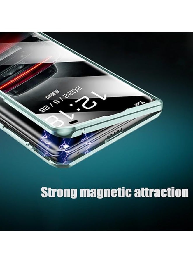 عام حافظة زجاجية مضادة للتطفل متوافقة مع HUAWEI Pura 70/70 Pro/70 Pro Plus، حافظة معدنية مزدوجة الجوانب، مصنوعة من الجلد السادة، توفر حماية شاملة ضد السقوط. - Image 2