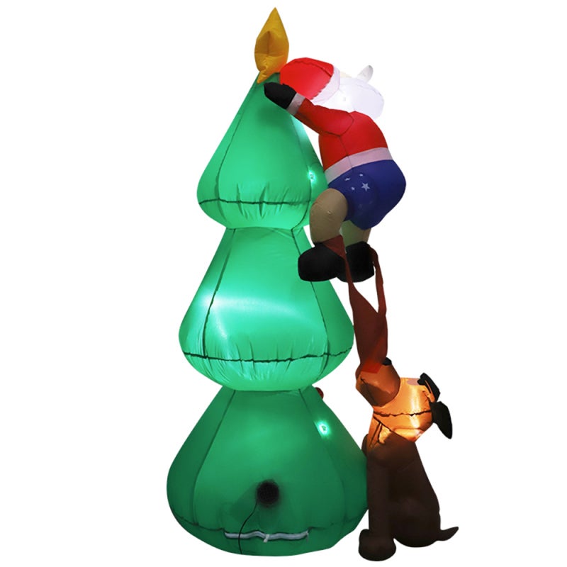 70.75 Inflatable Christmas Decoration Polyester Cloth IP44 Water-Resistant - Built-In LED Lights Inflatable with Santa Climbing Tree for Outdoor Front Yard Garden Christmas Party Mall Events - Image 2
