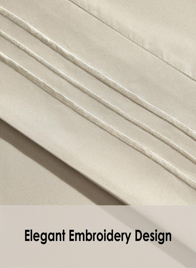 ClevaHome Sheet Set Queen Size, 4-Piece Bedding, Lightweight & Super Soft Easy Care Microfiber- Shrinkage & Fade Resistant Bedding Set with 14'' Deep Pockets (Sandy Beige) - Image 3