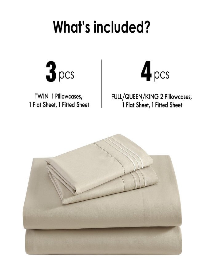 ClevaHome Sheet Set Queen Size, 4-Piece Bedding, Lightweight & Super Soft Easy Care Microfiber- Shrinkage & Fade Resistant Bedding Set with 14'' Deep Pockets (Sandy Beige) - Image 4