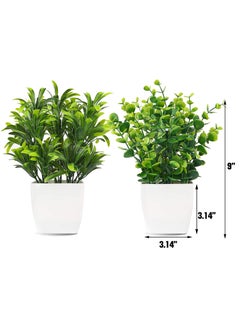 KASTWAVE 2pcs Artificial Mini Potted Plants Fake Plastic Eucalyptus Leaves Plants for Office Desk Coffee Table Bathroom Bedroom Home Decorations  - Image 2