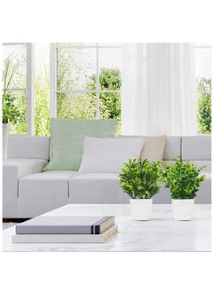 KASTWAVE 2pcs Artificial Mini Potted Plants Fake Plastic Eucalyptus Leaves Plants for Office Desk Coffee Table Bathroom Bedroom Home Decorations  - Image 5