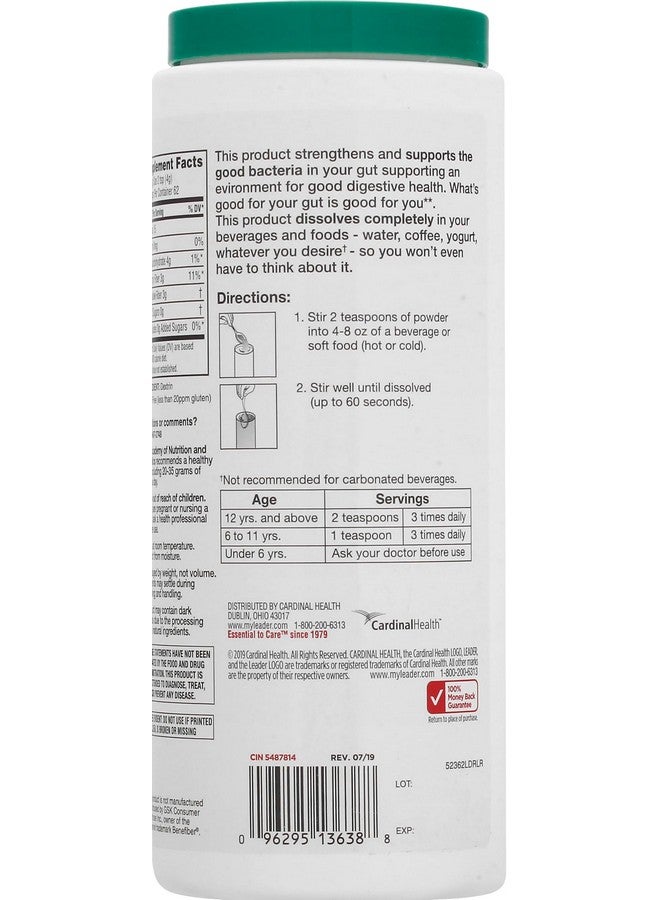 Leader Prebiotic Fiber Supplement Powder for Digestive Health, 100% Natural Daily Fiber Powder, Sugar-Free, Taste-Free, Gluten Free, Non-GMO, Unflavored, 62 Servings (8.7 OZ) (Pack of 1) - Image 2