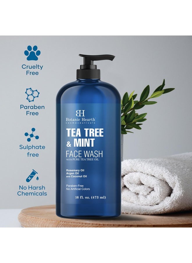 Botanic Hearth Botanic Hearth Tea Tree Face Wash with Mint - Acne Fighting, Premium, Hydrating Liquid Face Soap with Pure Tea Tree Oil - for Women and Men, Paraben Free, Fights Acne - 16 fl oz  - Image 3