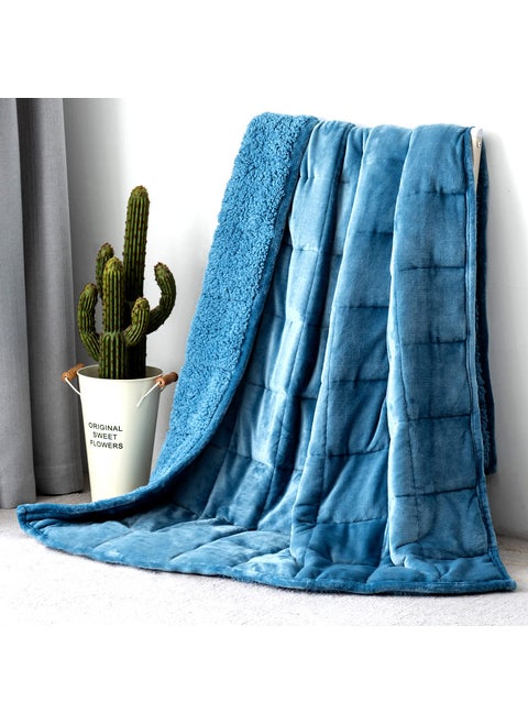 Topblan Sherpa Fleece Weighted Blanket 15lbs Uniformed Color with Fuzzy Fleece and Shaggy Sherpa to Help with Better Sleep 48x72 inches Slate Blue