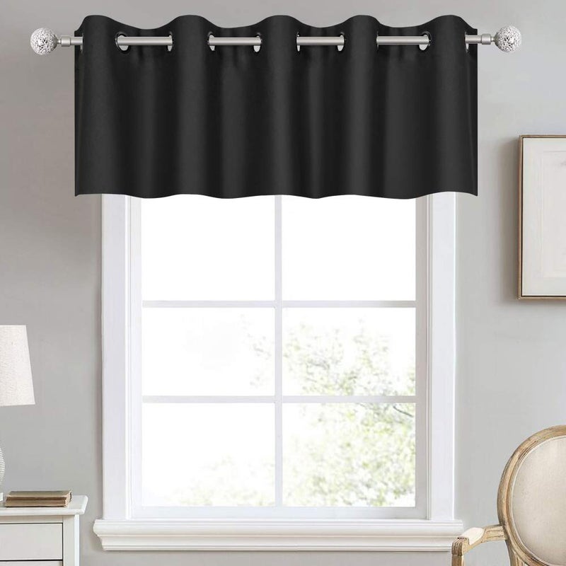 DECOVSUN Black Valances Extra Wide for Windows for Kitchen Blackout Thermal Insulated Curtain Valance for BathroomOffice Short Straight Drape Valance for Bedroom Kids Room 70W x18L 1 Panel