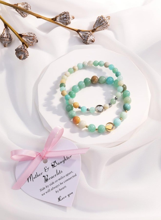 Jovivi Heart Bracelet for Women 2Pcs Green Aventurine Healing Crystals Bracelets Love Charm Bracelet for Mom Daugher Natural Stone Stretch Beads Bracelet Gifts for Mother's Day Birthday Jewelry - Image 3