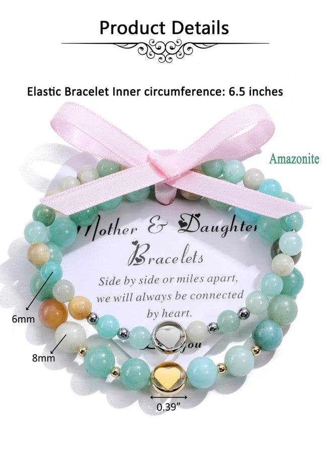 Jovivi Heart Bracelet for Women 2Pcs Green Aventurine Healing Crystals Bracelets Love Charm Bracelet for Mom Daugher Natural Stone Stretch Beads Bracelet Gifts for Mother's Day Birthday Jewelry - Image 5