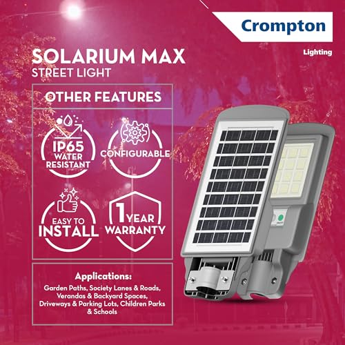 Crompton Solarium Max Solar Street Light IP65 1600 lumens (Pack of 1) - Image 5