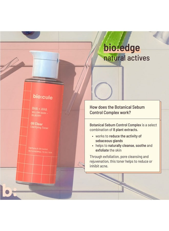 Biocule Oil Clear Clarifying Toner Salicylic Acid & Lactic Acid (Aha Bha Toner) From Willow Bark & Bilberry Exfoliates Unclogs & Tightens Pores Alcohol Free Toner For Oily & Acne Prone Skin 100Ml  - Image 5