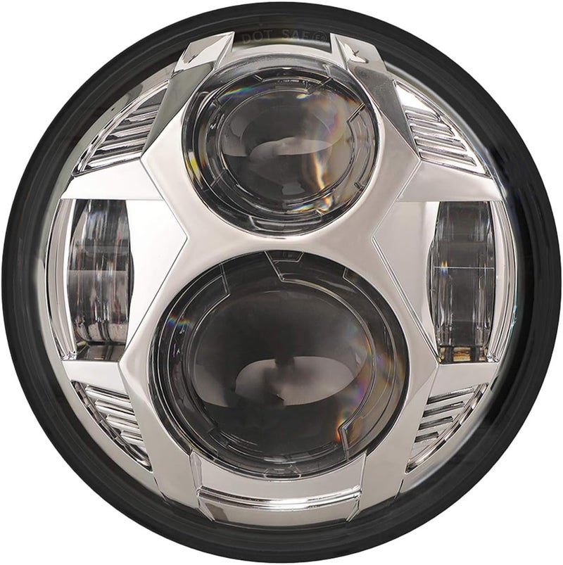 AUDEXEN 5.75 Inch Round Led Headlight 51W 5-3/4" Headlight Compatible with Harley Dyna Sportster Iron 883 Street Rod Street Bob Softail Deuce Custom Super Wide Glide Motorcycle, Chrome - Image 1