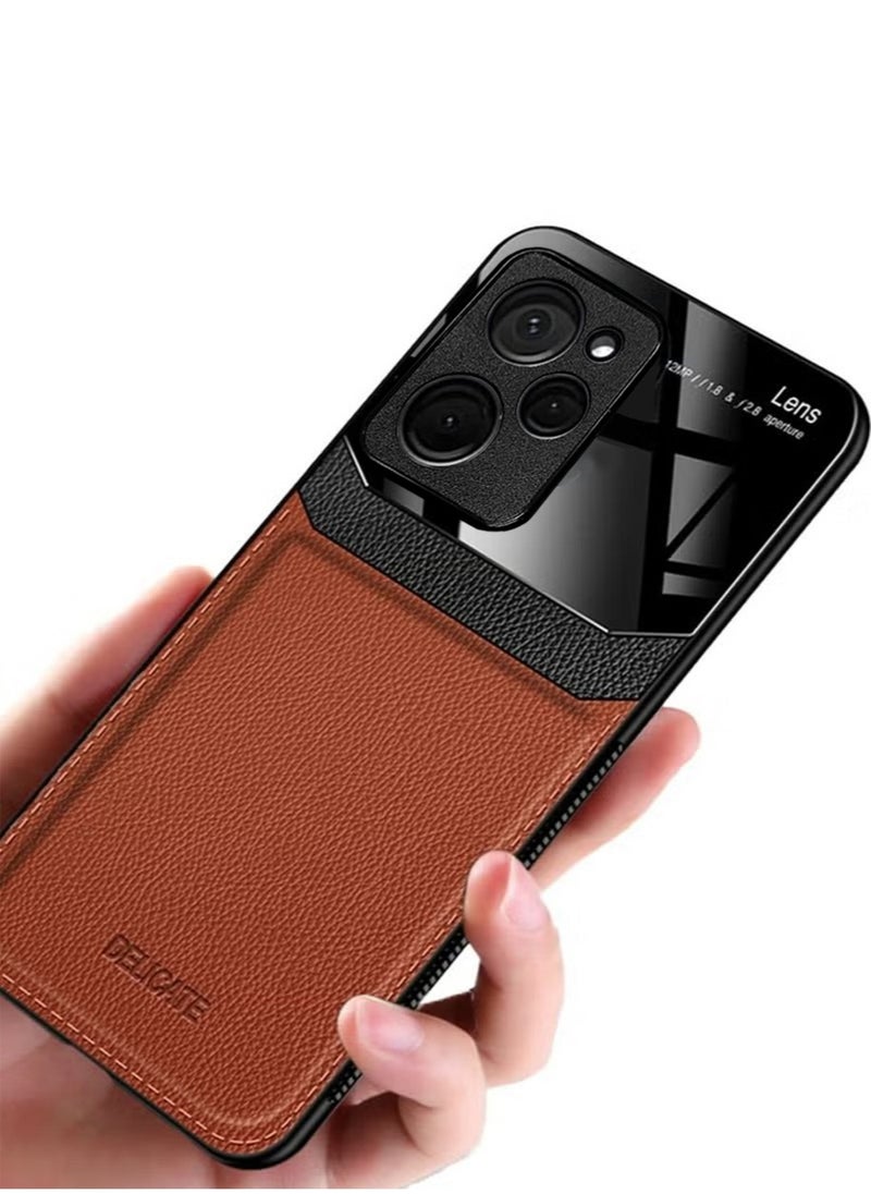 Delicate - PC Leather Case for Xiaomi POCO X5 Pro/Redmi Note 12 Pro Anti-collision Anti-fall Anti-fingerprint Mobile Phone Case Simple Fashion Phone Case Eye Protection Leather Phone Case - Image 1