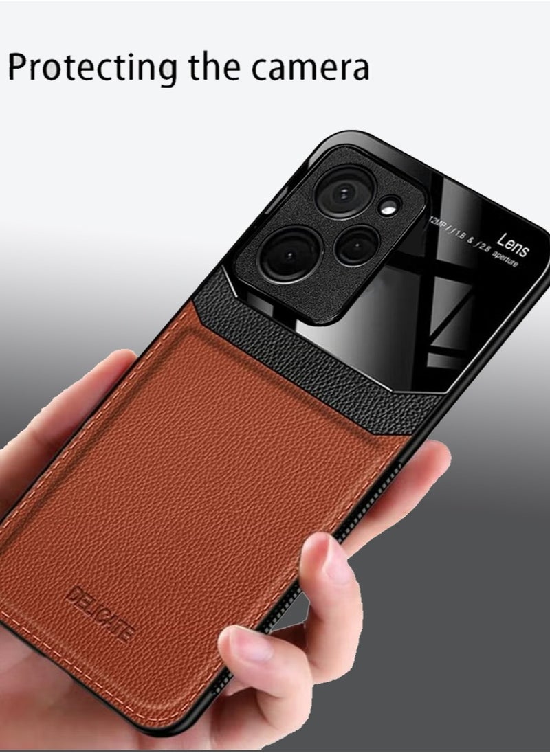 Delicate - PC Leather Case for Xiaomi POCO X5 Pro/Redmi Note 12 Pro Anti-collision Anti-fall Anti-fingerprint Mobile Phone Case Simple Fashion Phone Case Eye Protection Leather Phone Case - Image 1