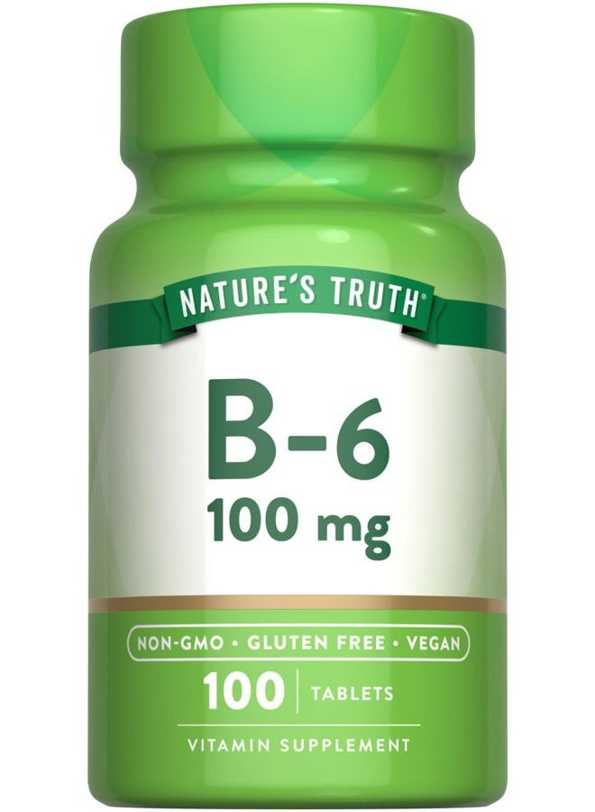 USAGA Vitamin B6 | 100mg | 100 Tablets | Pyridoxine Hydrochloride | Vegan, Non-GMO & Gluten Free Supplement - Image 1