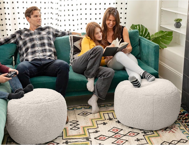 Jaxx Ellis Ottoman Shearling FauxLamb Plush Pouf for Modern Interior Design Small Cloud - Image 5