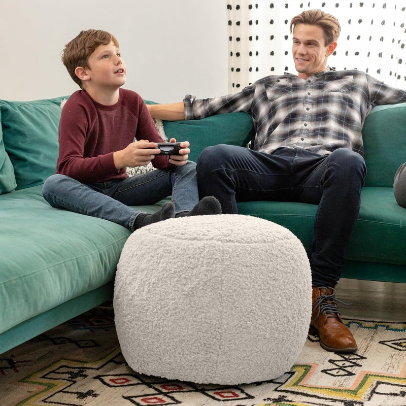 Jaxx Ellis Ottoman Shearling FauxLamb Plush Pouf for Modern Interior Design Small Cloud - Image 4