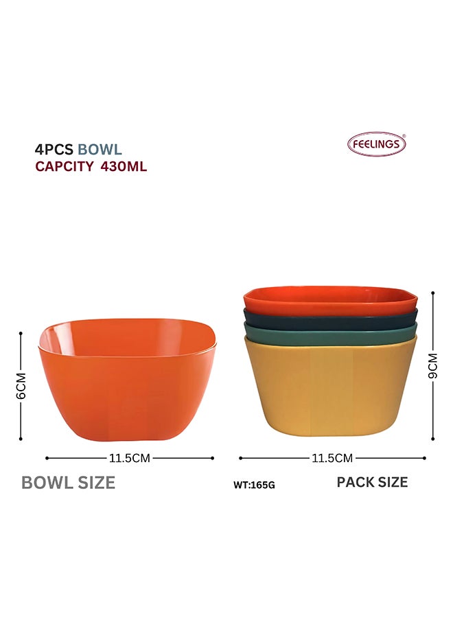 Feelings طقم وعاء سلطة بلاستيكي فيلينغز 4 قطع (12 سم) | خالي من BPA ومقاوم للكسر - Image 2