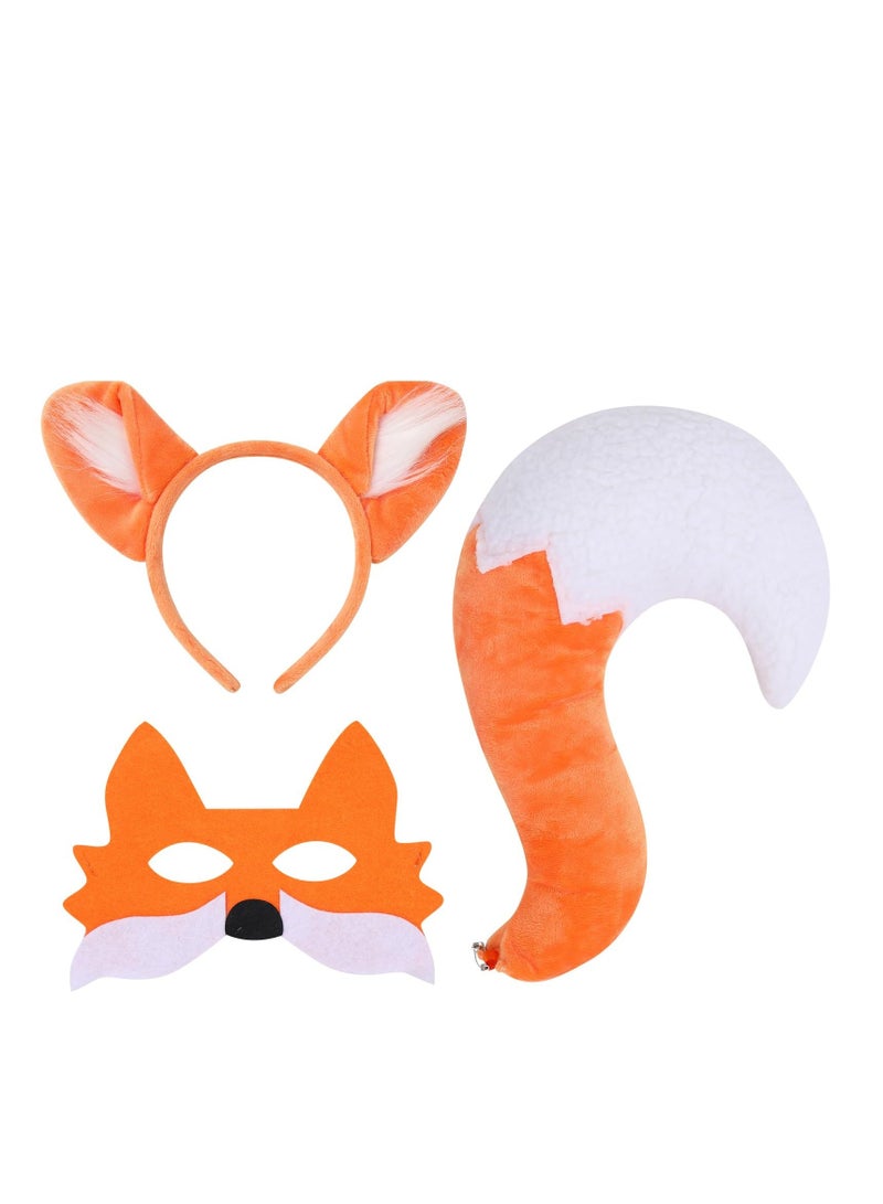 Fox Costume, Set Headband Tail Ears Bow Ties, Costume for Party, Made of Polyester and Artificial Fur, Non-toxic Odorless, Suitable Kids Birthday Party (3PCS) - Image 3