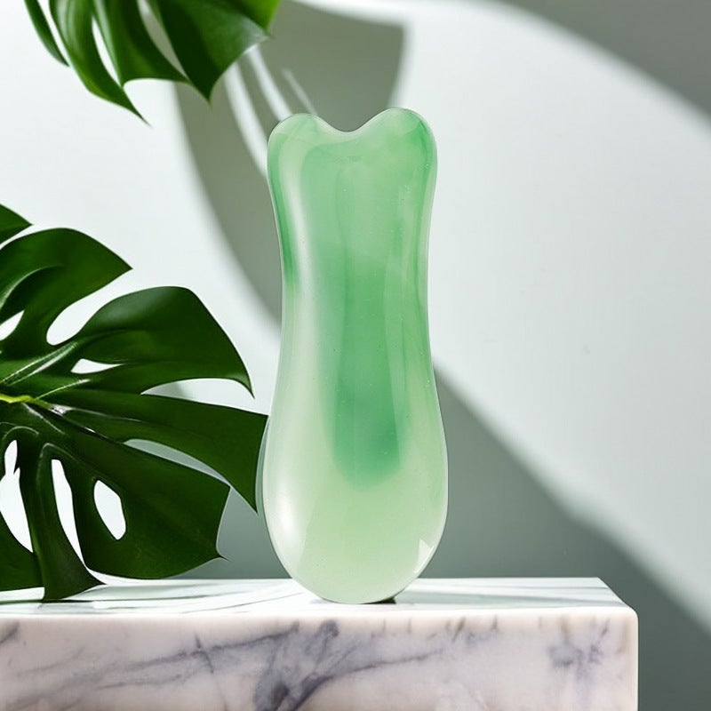 Loquat Facial Resin Gua Sha Scraping Stick Fish type board 【emerald green】】