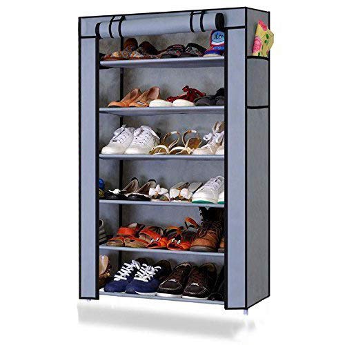 Ebee Grey 6 Shelves Collapsible Plastic Shoe Rack - Image 1