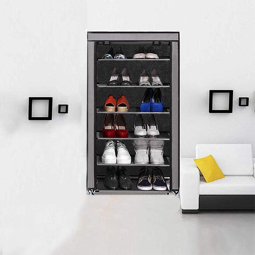 Ebee Grey 6 Shelves Collapsible Plastic Shoe Rack - Image 3