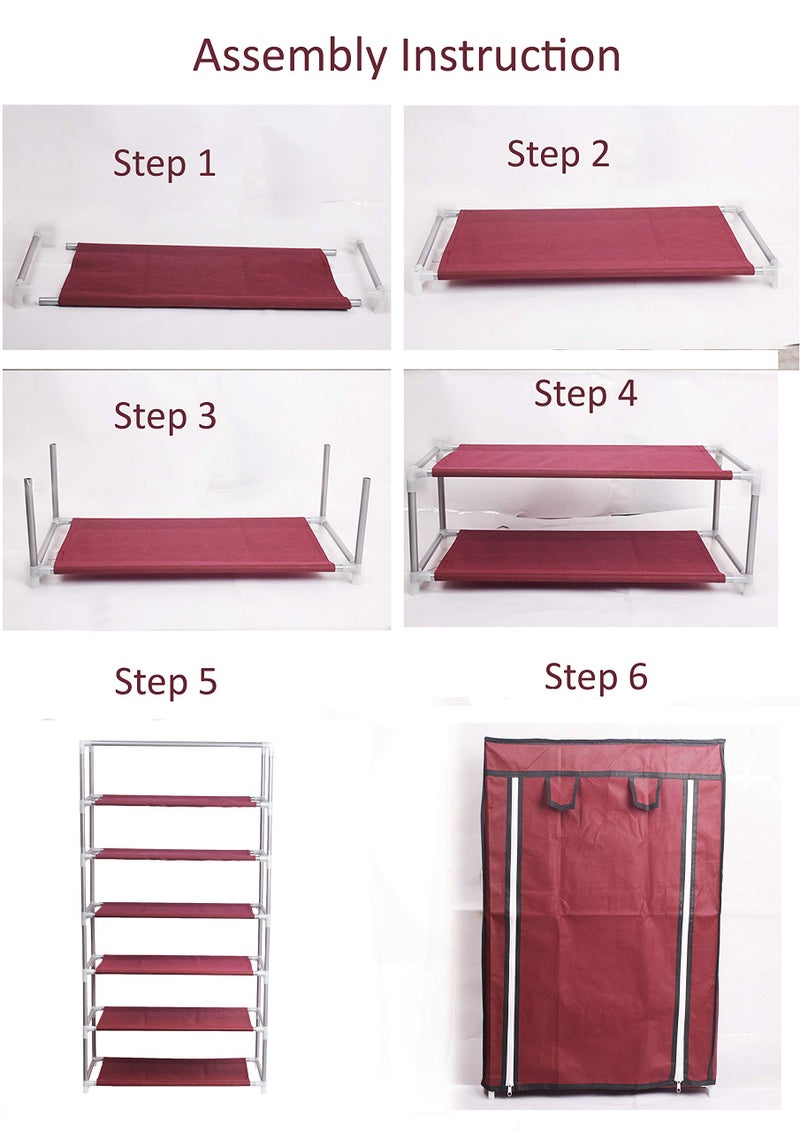 Ebee Grey 6 Shelves Collapsible Plastic Shoe Rack - Image 4