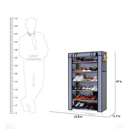Ebee Grey 6 Shelves Collapsible Plastic Shoe Rack - Image 2