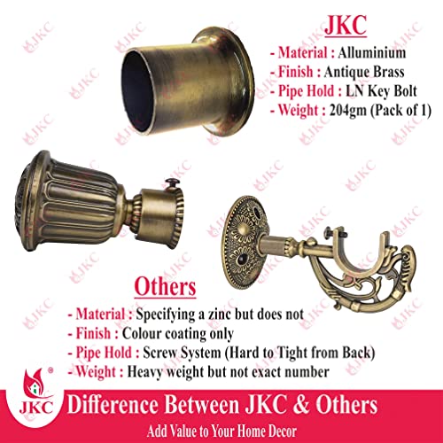 JKC Royal Golden Zinc Alloy Curtain Bracket and Holder Set - Perfect for 1 Inch Curtain Rods and Home Decor - Includes 1 Bracket, 1 Holder and 1 Wall to Wall | Support - 1 Pcs & Wall to Wall - 1 Pcs - Image 4