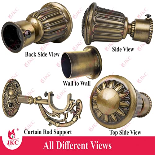 JKC Royal Golden Zinc Alloy Curtain Bracket and Holder Set - Perfect for 1 Inch Curtain Rods and Home Decor - Includes 1 Bracket, 1 Holder and 1 Wall to Wall | Support - 1 Pcs & Wall to Wall - 1 Pcs - Image 3