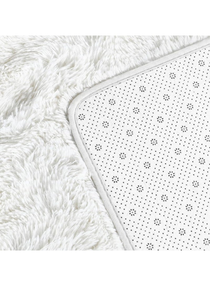 CityRiya-Long Ultra Soft Rug, Fluffy Carpets Tie-Dye Rugs for Living Room, Soft Touch Carpet 160x220cm, Fluffy Area Rug for Bedroom, Floor Mat, Modern Carpets Fuzzy Rug for Home, White Carpet - Image 5