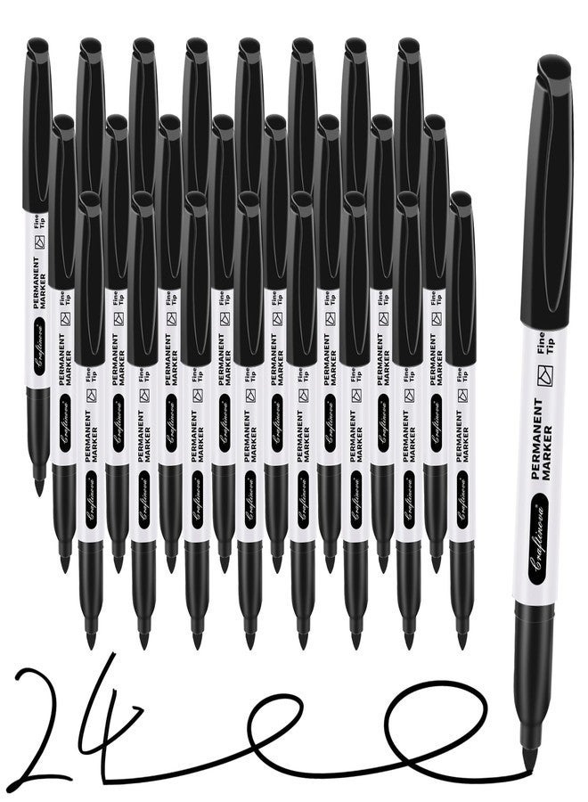 craftinova Black Permanent Markers Bulk Fine Point, Fine Tip Markers Set, Quick Drying and Fade Resistant, Works on Wood, Plastic, Paper, Metal for Classroom, Office, Home, 24 Count - Image 1