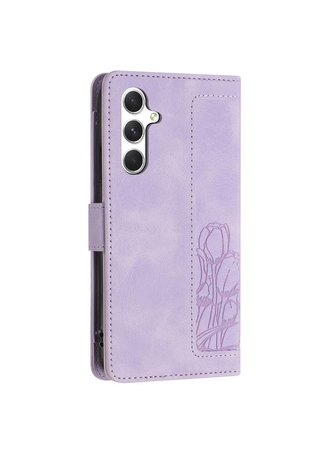 S-TOP Case For Samsung Galaxy S24+ 5G Tulips Embossed Leather Phone Case with Lanyard - Image 3