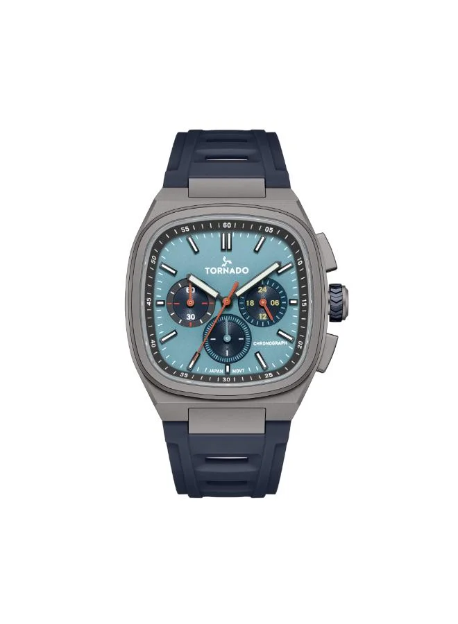 تورنيدو Men's Rubber Strap Chronograph Watch T26102-BRNL - 42mm mm