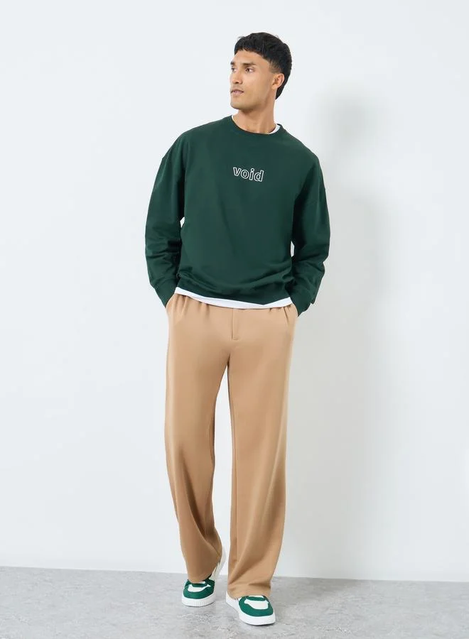Styli Styli Men Green Oversized Fleece Sweatshirt