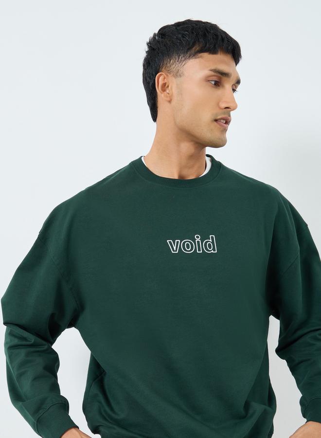 Styli Men Green Oversized Fleece Sweatshirt - Image 3