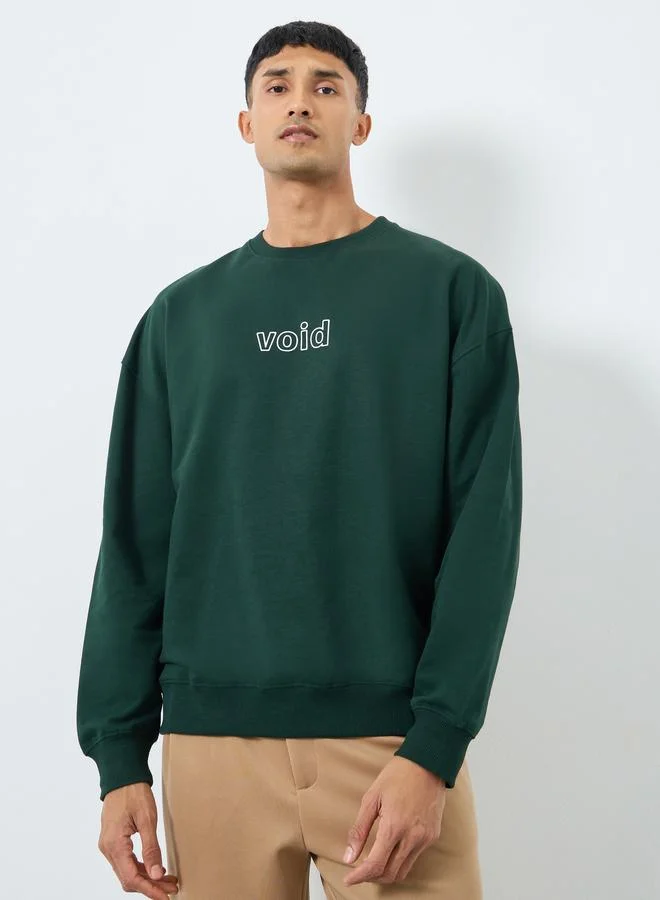 Styli Styli Men Green Oversized Fleece Sweatshirt