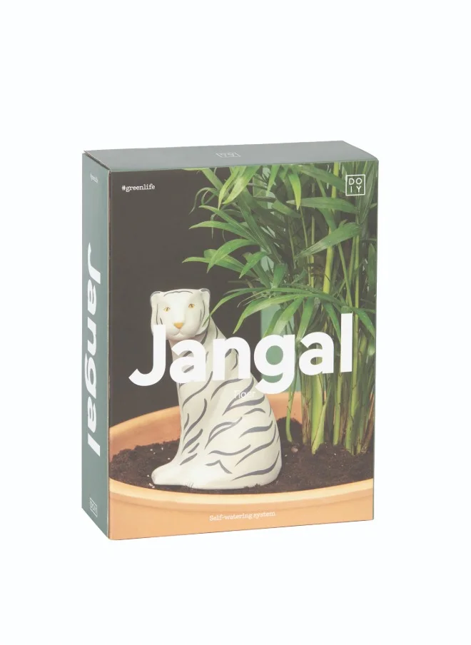 Doly Self-Watering Planter Pot – Jangal Tiger Design | Decorative Plant Pot for Indoor Gardening | Tiger-Themed Self-Watering Plant Accessory