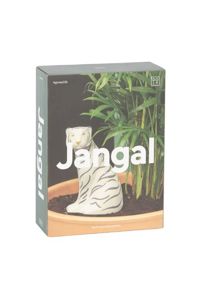 Doly Self-Watering Planter Pot – Jangal Tiger Design | Decorative Plant Pot for Indoor Gardening | Tiger-Themed Self-Watering Plant Accessory