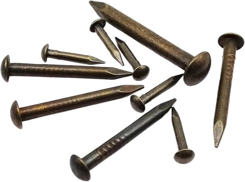 مسامير تسقيف برونزية نحاسية عتيقة رؤوس مستديرة صغيرة من النحاس النقي 120 قطعة 2 8x30 مم لمفاصل الأثاث وصندوق المجوهرات - Image 2