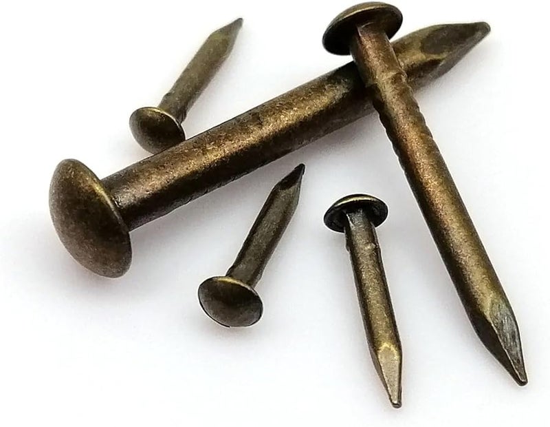 مسامير تسقيف برونزية نحاسية عتيقة رؤوس مستديرة صغيرة من النحاس النقي 120 قطعة 2 8x30 مم لمفاصل الأثاث وصندوق المجوهرات - Image 4