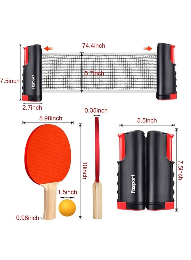 HaHaHai Portable Ping Pong Paddles Set Table Tennis Rackets with Retractable Ping Pong Net,3 Balls, Storage Bag All-in-One Premium Table Tennis Paddle Rackets for Beginners Intermediate Players Indoor Outdoor - Image 3